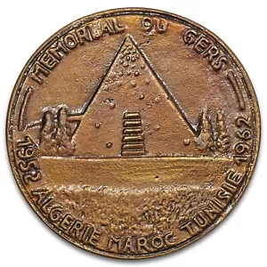 France médaille 1997 Inauguration Mémorial du Gers Algérie Maroc Tunisie bronze - Imagen 1 de 3