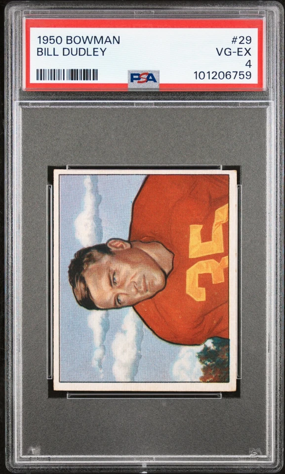 1950 Bowman #29 Bill Dudley Washington Redskins HOF PSA 4 VG EX - Image 1 of 2