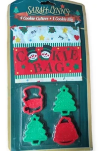 Vintage Sarah Lynn's Christmas Cookie Cutters And Cookie Bag NEW - Picture 1 of 2