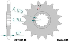 JDCHAINWHEELS Piñón delantero apto para YAMAHA MT-07 700 A ABS, 2014-2017, 16T, 525 - Imagen 1 de 4