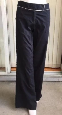 Kenneth Cole Women's Dress Pants Wide Leg White Piping Black Size 8 (I1297) - Image 1 of 4