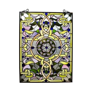 Stained Glass Tiffany Style Hanging Window Panel Victorian Design Suncatcher - Picture 1 of 3
