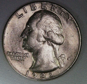 1982-D Quarter 25c über EF Details leichte Tönung - Bild 1 von 4