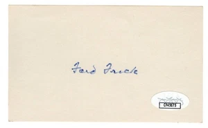 Ford Frick Signed Autographed 3X5 Index Card Baseball Commissioner JSA CF45675 - Picture 1 of 2