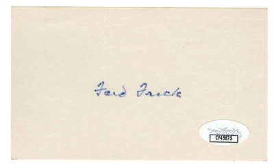 Ford Frick Signed Autographed 3X5 Index Card Baseball Commissioner JSA CF45675 - Image 1 of 2