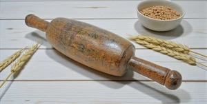 Antique Wooden Large Chapati Bread Rolling Pin Belan Original Old Hand Carved - Picture 1 of 6