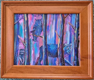 MIEKO ANEKAWA (Japanese-American), Orig. Acrylic, "Forest in Daybreak", 8" x 10" - Picture 1 of 8
