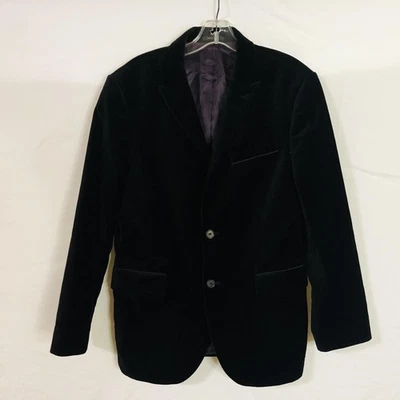 Express Blazer Mens 38S Black Velvet 2-Button Notch Lapel Dinner Jacket Evening - Image 1 of 4