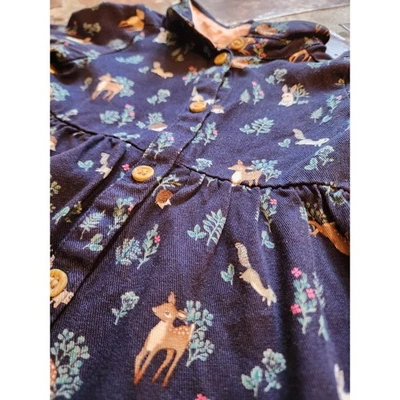 H&M Baby Girls Woodland Animals Print Long Sleeve Dress Size 4-6 Months — 第 1/4 张图片
