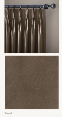 Restoration Hardware Thai Silk Solid Drape French Pleat 46”x96” Charcoal $1,335 - Image 1 of 4