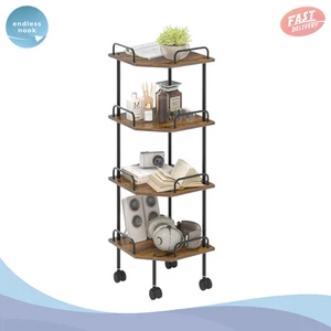 4-Tier Small Corner Shelf – Rustic Brown Multipurpose Storage & Display Stand - Picture 1 of 9