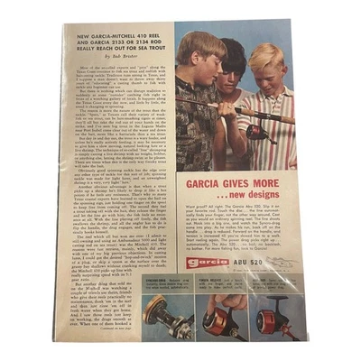 Carretes giratorios Abu-Garcia Abu 520 1966 vintage campo deportivo junio 1966 anuncio impreso Foto 1 de 4