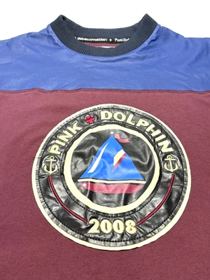 Vintage Pink Dolphin 2008 XL manga larga... azul y borgoña hallazgo raro Foto 1 de 4