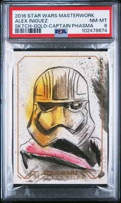 Captain Phasma - 2016 Star Wars Masterwork Sketch Gold by Alex Iniguez  PSA 8 - Image 1 of 2