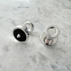 Eddie Borgo Spike Cufflinks Men One Size 925 Sterling Silver Black Modern - Picture 1 of 9