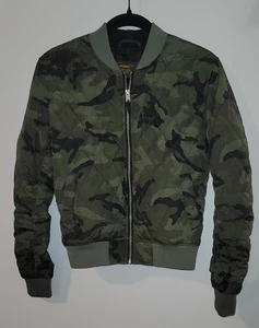 Superdry Men’s Air Corp Camo Quilted Bomber Jacket Sz S Green Military Flight - Picture 1 of 9