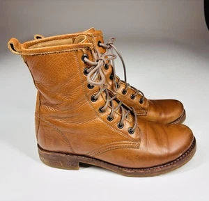 Botas de combate con cordones de cuero Frye Veronica de cuero marrón para mujer talla 7,5” - Imagen 1 de 9