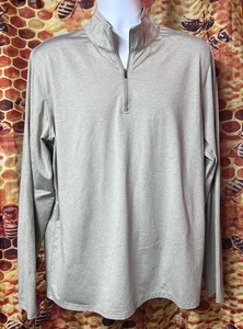 Gerry Men XL long sleeve 1/4 zip pull over sweater shirt grey sand pinstripe - Picture 1 of 7