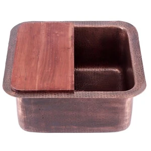 Nantucket SQRC-7PS 16" Copper Square Dualrmount Bar Sink and Cutting Board - Picture 1 of 7