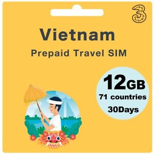 Vietnam Prepaid Travel SIM Card 12GB Data  for 30 Days