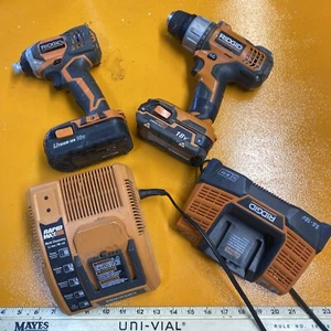 Good Set Rigid R86007B Cordless Drill And Driver 2 battery 2 Chargers Ship Free - Picture 1 of 16