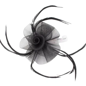 Schwarz Lagennetz Faszinator mit Wirbelmitte auf Schnabelclip und Brosche Pin - Bild 1 von 2