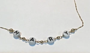 New 14K Gold NAME w/Beads 18” Necklace - Picture 1 of 2