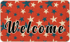 Patriotic Welcome Door Mat Stars Red 4th of July Doormat Independence Day Decora - Picture 1 of 6