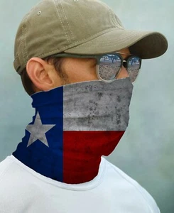 SONNENGAMASCHE Maske Bandana UPF 50+ UV Schutz Angeln Texas Staatsflagge Gesicht Hals - Bild 1 von 1