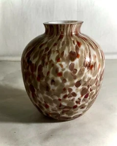 Vintage Cased Art Glass Brown & Gold Speckle 3 3/4" Bud Vase - Picture 1 of 1