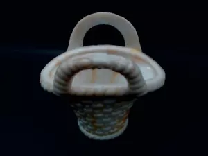 Akro Agate Glass 2 Handle Orange and White Basket #05 - Picture 1 of 5