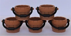 Playmobil 5 x Brown Wooden Water Buckets Farm/Castle Mint condition - Picture 1 of 1