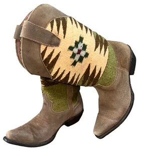 Size 8.5 Matisse Cowboy Blanket Southwest Abeline Leather Boots - Picture 1 of 14