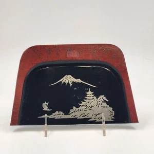 Black Lacquer Ware Wooden Crumber Crumb Tray Silent Butler Japan 8.25" x 5.25" - Picture 1 of 8