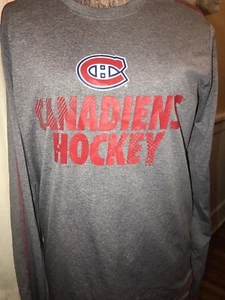 MONTREAL CANADIENS Long Sleeve Athletic Shirt Men’s MED 38/40 Grey W/Red Stitch - Picture 1 of 5