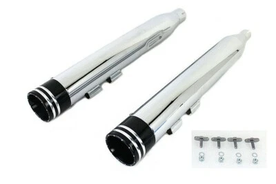 Mufflers Harley FLH M8 Slash Slip-on Chrome With Black Tips V-Twin 30-4015 X2 - Image 1 of 4