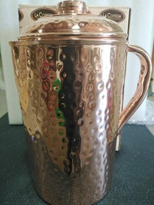 Pure Copper Pitcher (1200 ml ) Handcrafted / Hammered Water Jug/Ayurveda