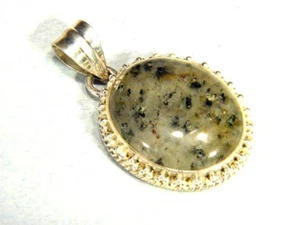 BUTW Montana Moss Agate Sterling Silver Bezel Set Pendant Necklace 8108C - Picture 1 of 4