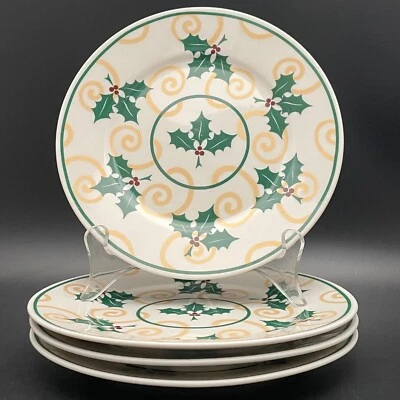 Juego de 4 platos de ensalada de gres Retroneu Golden Holly 4294 1998 hecho en China 8"d Foto 1 de 4