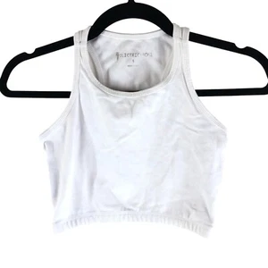 Electric & Rose Sports Bra Crop Top Racerback Solid White S - Picture 1 of 4