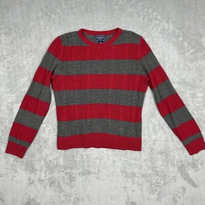 Suéter Pullover Mujer Grande Chaps Clásico Rojo Gris Rayas Manga Larga Foto 1 de 4