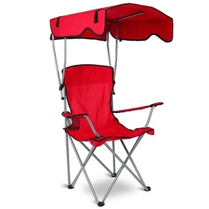 Folding Beach Canopy Chair Sun Protection Camping Travel Picnic Chair Cup Holder - Picture 1 of 8