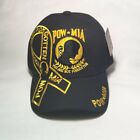 POW MIA  Embroidered Black Baseball Cap  Gold Ribbon Adjustable
