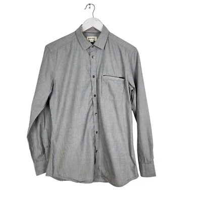 DIESEL Shirt Mens Small Blue Grey Gray Button Down Top with Zipper Pocket - Image 1 of 4