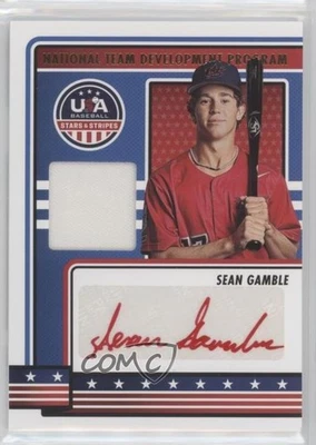 2023 Panini USA Baseball Stars & Stripes Materials Sean Gamble (Red Ink) Auto - Image 1 of 2