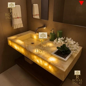 Elegant White Quartz Floating Stone Sink Bowl–Textured Luxury Bathroom Basin - Picture 1 of 10