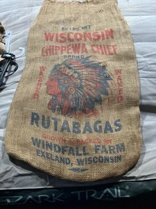Borsa di tela Wisconsin Chippewa Chief Brand Rutabagas capo indiano - Foto 1 di 18