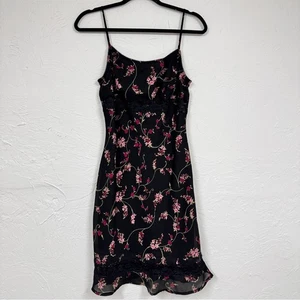 Mini Abito Vintage All That Jazz Nero Ditsy Floreale Donna 8 Y2K Pizzo Estivo - Foto 1 di 12