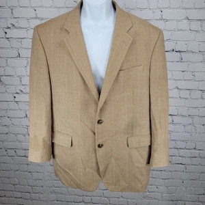 Jos A Bank hellbraun Seide & Wolle kariert 2 Knöpfe belüftet Blazer Sport Mantel Größe 42R - Bild 1 von 16