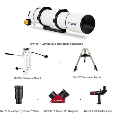 Telescopio refractor acromático SVBONY SV48P102mm conjunto visual para observación lunar Foto 1 de 4